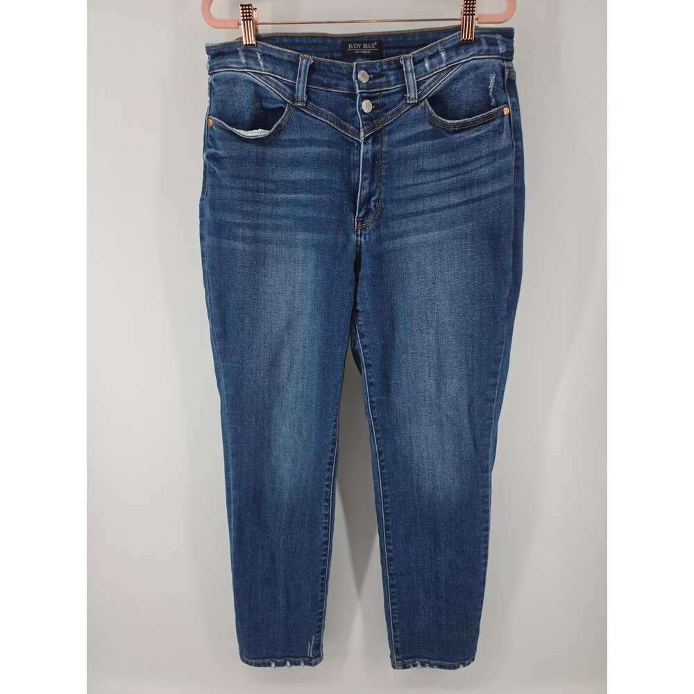 Judy Blue High Waist Skinny Jeans Medium Wash Distressed V-Yoke JB82329DK 11/30